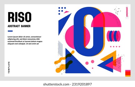 Geometric Abstract Shapes Event Banner Background for Print and Digital Invitation Promotion and Advertisement, Risograph Poster Vector Illustration