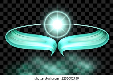 Geometric abstract shapes label with green turquoise color. Vector elements for modern trend design.