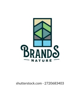 Formas Abstractas geométricas dejan el diseño del logotipo del árbol 