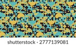 geometric abstract shapes mid century modern seamless pattern, vector illustration