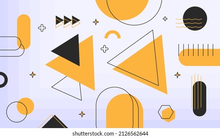 Geometric abstract shapes. Minimalistic images. Stylish background for website, sweet for presentation, wallpaper for computer or phone. Digital technologies, cards. Cartoon flat vector illustration
