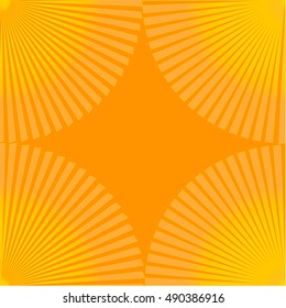 Geometric abstract shapes on the orange background.
