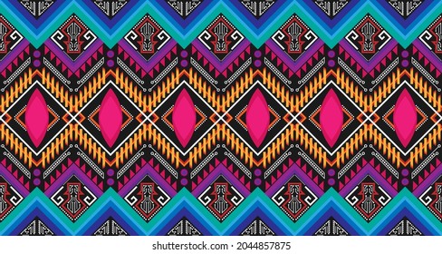 Geometric Abstract shapes pattern in ethnic style EP.5.Design for background, carpet, wallpaper, clothing, wrapping, Batik, fabric, Vector