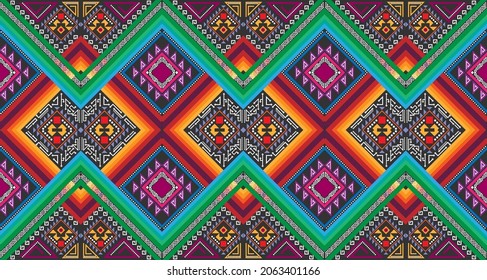 Geometric Abstract shapes pattern in ethnic style EP.8.Design for background, carpet, wallpaper, clothing, wrapping, Batik, fabric, Vector