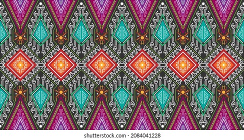 Geometric Abstract shapes pattern in ethnic style EP.13.Design for background, carpet, wallpaper, clothing, wrapping, Batik, fabric, Vector