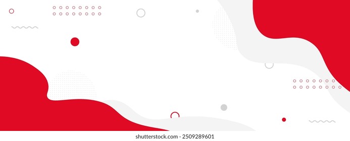 geometric abstract shapes with red lines, circles and wavy lines on a white background