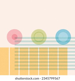 Geometric abstract shapes with risograph effect. Pastel retro card template with blank space for social media, flyers, decor and promotional products.