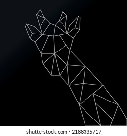 Geometric abstract silver giraffe vector illustration. Geometric line art. Simple modern polygonal silver giraffe. Vector illustration of a giraffe. Animal wall art and geometric patterns.