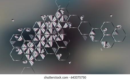 Geometric, abstract, silver, vector background with triangles.