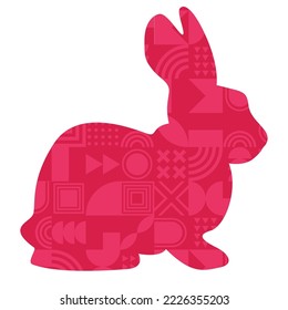 Geométrico abstracto simple conejo brillante, ilustraciones de conejito. Año nuevo chino 2023 del conejo, símbolo zodiaco chino.