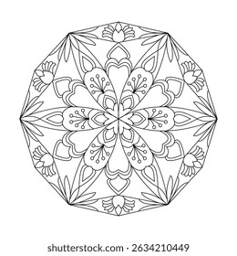 Página de libro para colorear de Plantilla de mandala simple abstracto geométrico. Páginas fáciles de libros para colorear de mandala para que los adultos se relajen, las experiencias dan alivio. Archivo de Vector de tamaño variable