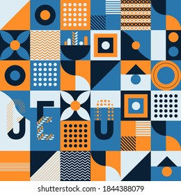 geometric abstract with soft colour and memphis design concept