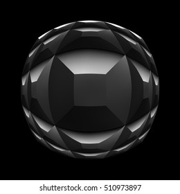 geometric abstract sphere isolated on a black background. fisheye effect