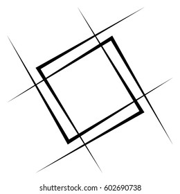 Geometric abstract square element. Intersecting lines forming a square shape