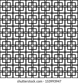 Geometric abstract squares seamless pattern in black and white, vector