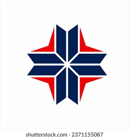 Geometric abstract star logo design. Illustration of abstract stars forming a cross.