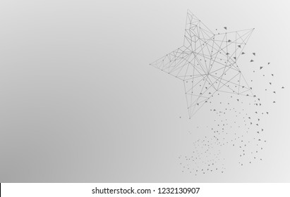 geometric abstract star. Polygonal wireframe mesh art, origami, peace concept illustration or background for technology concept