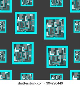 Geometric abstract style square on gray background, seamless pattern. Can be used  for wallpaper, web page background, wrapping paper.