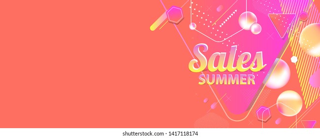 Geometric abstract summer background on living coral color and white geometric lines. Banner 3d sale