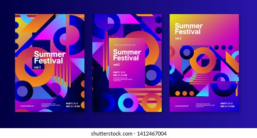 Geometric Abstract Summer Festival Poster Template