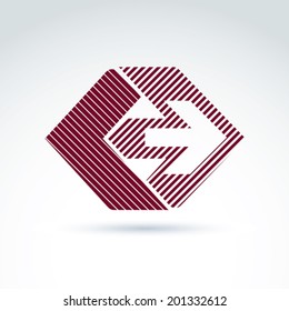 Geometric abstract symbol with arrow, vector graphic design element, icon.