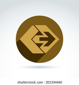 Geometric abstract symbol with arrow, vector graphic design element, icon.