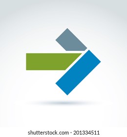 Geometric abstract symbol with arrow, vector graphic design element, icon.