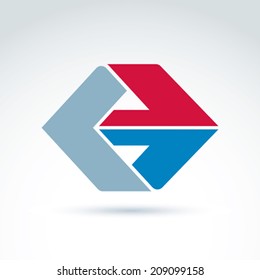 Geometric abstract symbol with arrow, vector graphic design element, icon.