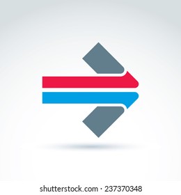 Geometric abstract symbol with arrow, vector graphic design element, icon.