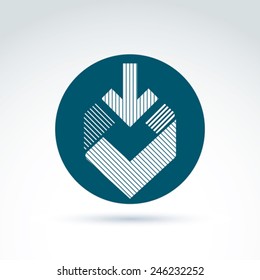 Geometric abstract symbol with arrow, vector graphic design element, icon.