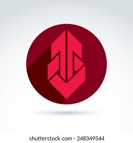 Geometric abstract symbol with arrow, vector graphic design element, icon.