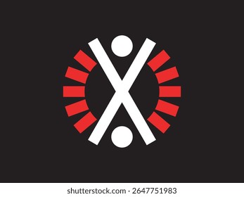 Geometric Abstract Symbol with X Shape and Circular Element Decoration Graphic