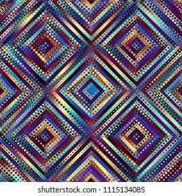 Geometric abstract symmetric pattern in low poly pixel art style. Seamless low poly background. Vector image.