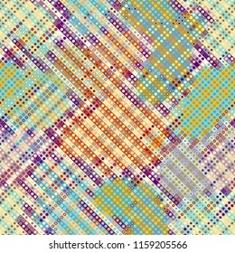 Geometric abstract symmetric pattern in pixel art style. Seamless geometric background. Vector image.