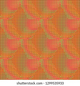 Geometric abstract symmetric pattern in pixel art style. Seamless geometric background. Multicolor circles. Vector image
