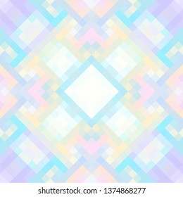 Geometric abstract symmetric pattern in pixel art style. Seamless geometric background. Vector image.