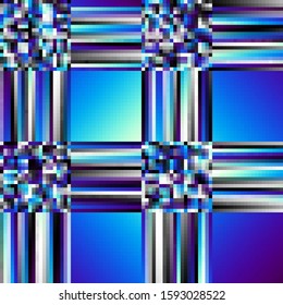 Geometric abstract symmetric pattern in pixel art style. Seamless geometric background. Vector image.