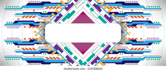 Geometric abstract technology background with various technological elements. Structure pattern technology backdrop. Vector Secure digital space. Virtual confidential EP.10.hi-tech communication 