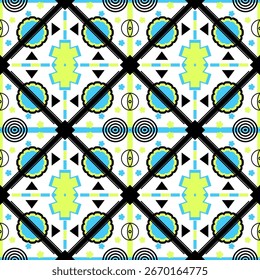 Geometric Abstract Textile Pattern with Colorful Symmetry