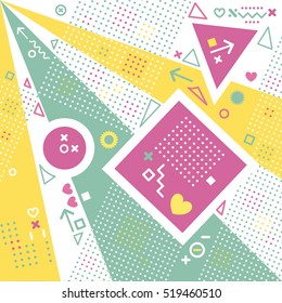 Geometric abstract texture fashion trends. set of beautiful vector graphic shapes of an arbitrary flat style.