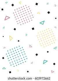 Geometric abstract texture fashion trends. set of beautiful vector graphic shapes of an arbitrary flat style. Memphis cards for congratulations, invitation to a party. Banner, postcard, background.