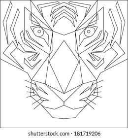 geometric abstract tiger head in black and white