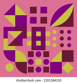 Diseño De Tejas Geométricas Abstractas Con Paleta De Color Rosa Del Pacífico Bajo El Mar. Adecuado para plantillas, banners, cubiertas, papel pintado y decoración de pared, diseño web, tarjetas, afiches, etc.