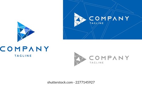 Geometric Abstract Triangle Play Symbol Logo Design Vector Concept Template for Brand App Software Technology Business Company