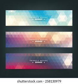 Geometric abstract triangle, polygonal banners.