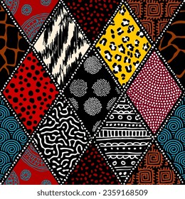 Geometric abstract triangles pattern. Afro style. Seamless vector image.