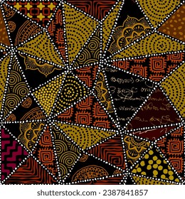 Geometric abstract triangles pattern. Afro style. Seamless vector image.