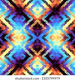 Geometric abstract triangles pattern. Aztec style. Seamless vector image.