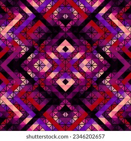 Geometric abstract triangles pattern. Aztec style. Seamless vector image.
