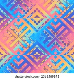 Geometric abstract triangles pattern. Aztec style. Seamless vector image.